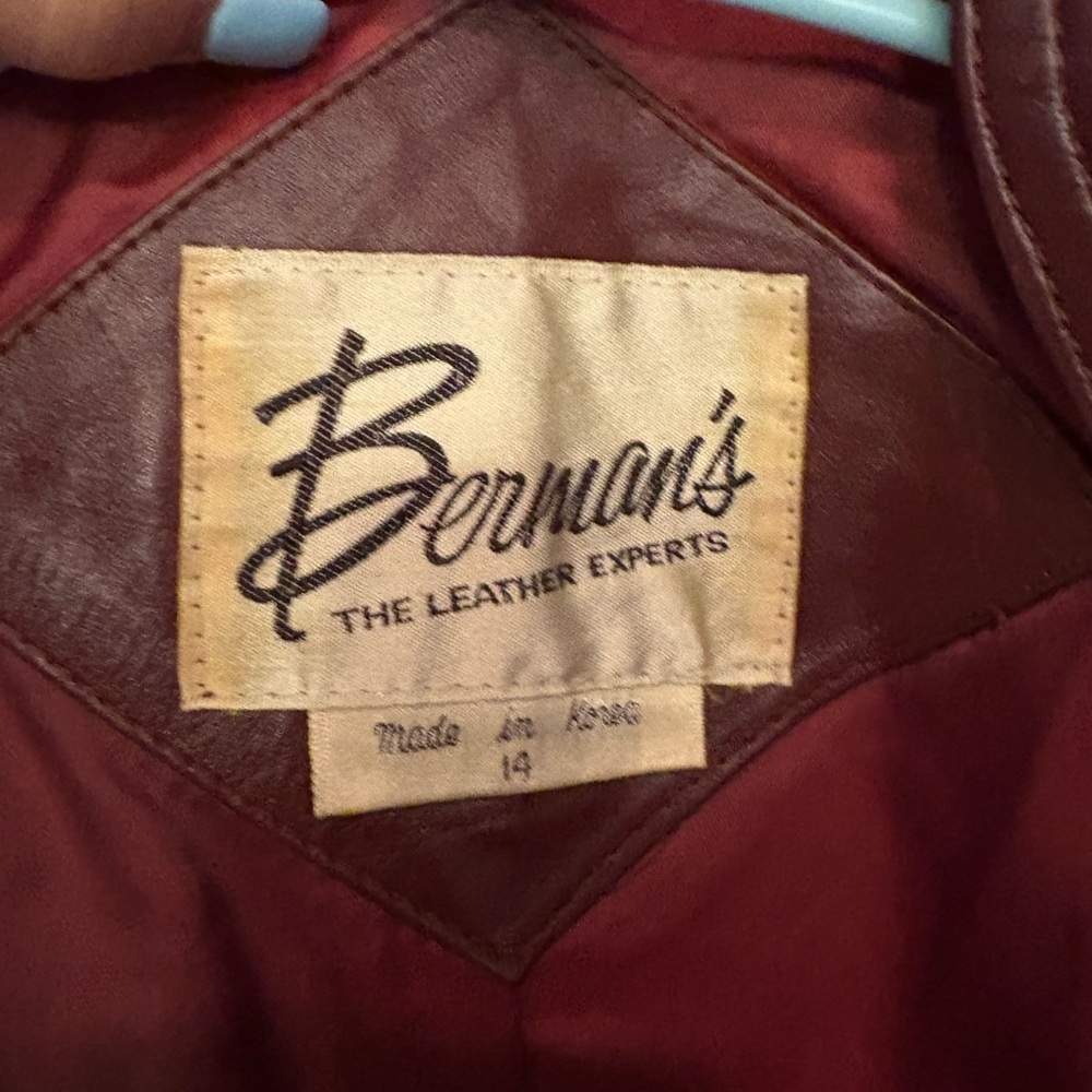 Vintage 1982 Berman's Leather Jacket in Rich Brown Waist Length with Tie